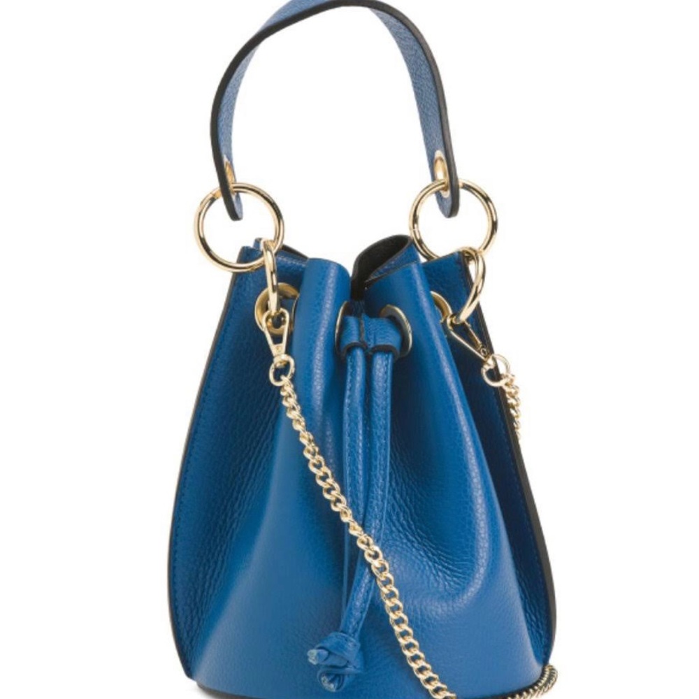 Diva Bags blue Italian leather bucket bag